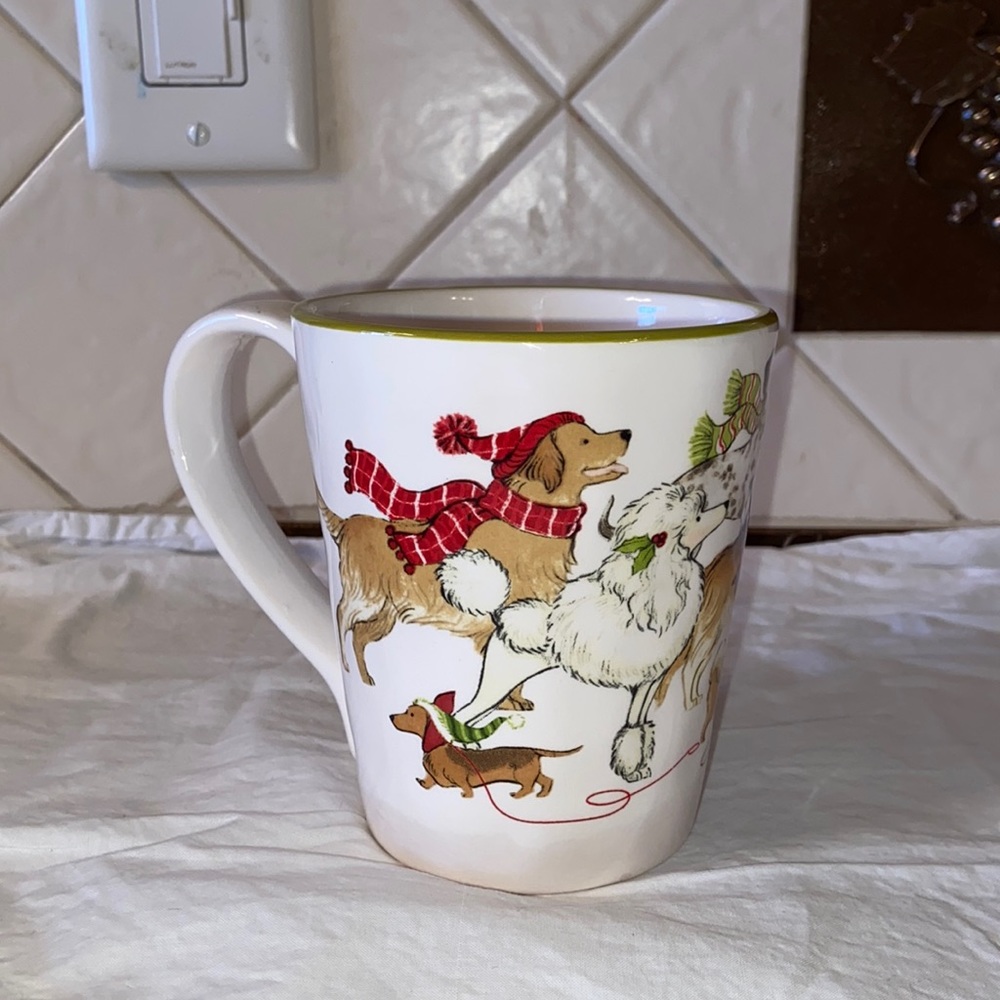 Pier 1 Park Avenue Puppies Christmas Mug